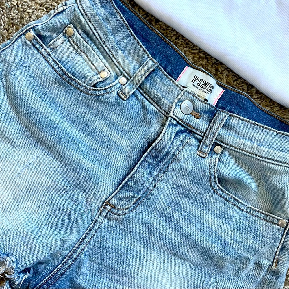 High Waisted Denim Shorts PINK Victorias Secret